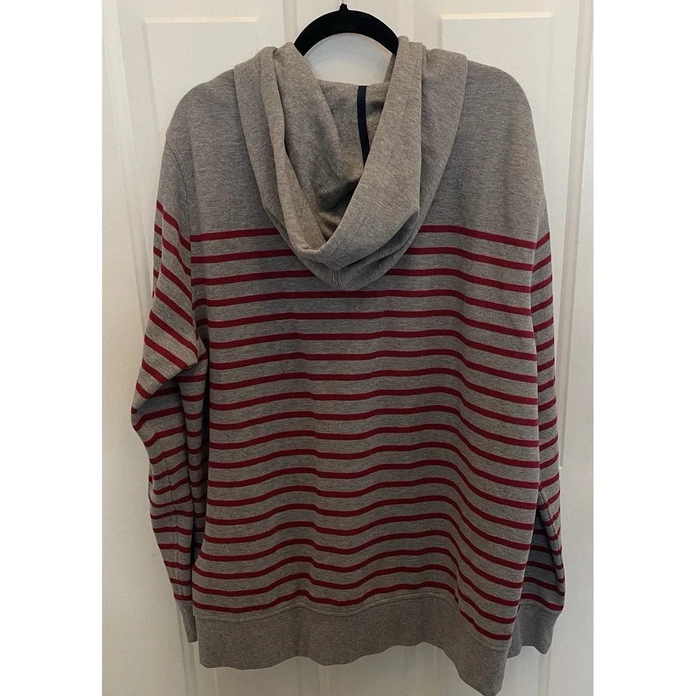 Brooks Brothers Grey Red Mariner Stripe Full Zip Hoodie Jacket‎ Mens XXL - Picture 6 of 8